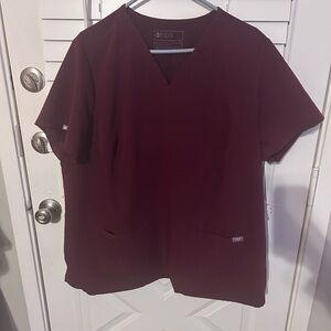 Figs Men's Deep Red Scrub Top